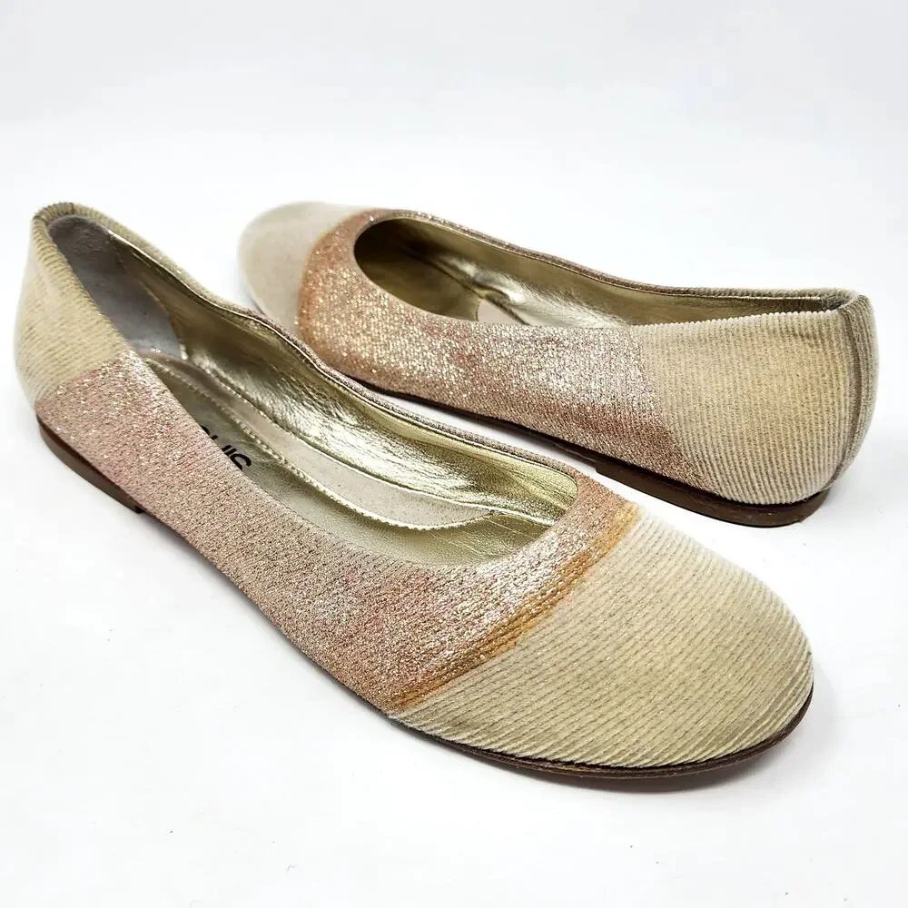 Quis Quis by Stefano Cavalleri Ballet Flats Girls EU39/US7 Cream & Pink Glitter